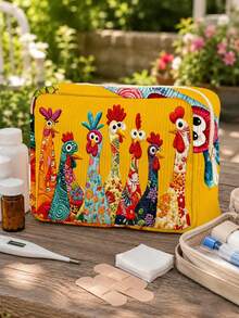 New Turkey Pattern Medical Bag, Medicine Storage Bag, Toiletry Bag, Travel Essential; Colorful Design, Suitable For Storing Medicine, Cosmetics And Various Travel Supplies; Portable Zipper Storage Bag -- Ideal Choice For Medicine And Medical Supplies Storage; Essential For Travel, Back To School Season And Outdoor Activities, Halloween Essential, Holiday Essential - Multicolor - View 2