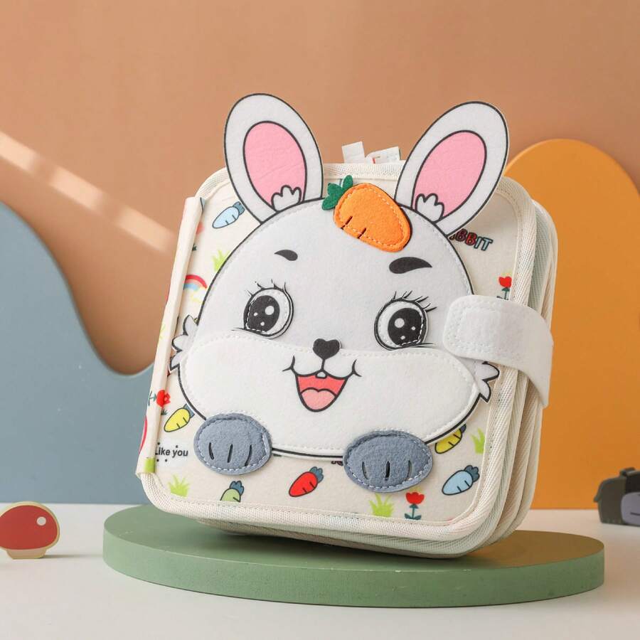 Rabbit Cloth Book - Colorful Design, Built-In Rich Gameplay & Interesting Animal Illustrations, Soothing Baby Toy, Develop Baby's Manual Dexterity, Helpful For Baby's Cognitive Development, Untearable Felt Book, Toy Early Education 3D Quiet Book For Baby - Multicolor - View 1