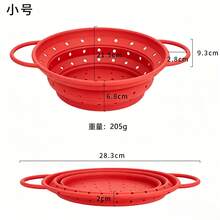 Collapsible Silicone Strainer Basket With Heat-Resistant Dual Handles, Easy To Clean Space-Saving Kitchen Tool For Vegetable And Fruit Preparation And Steaming - Grey - View 14