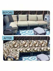 1件極簡熱帶雨林印花彈性親膚四季通用牛奶絲沙發座墊套 - 彩色 - 查看 9