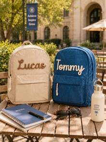Customized Name Corduroy Backpack, Personalized Holiday Text Custom Bag, Colorful Back To School Student Bag, Unique Student Backpack, Ideal Personalized Gift - Multicolor - View 5
