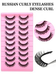 10 Pairs Natural Fluffy False Eyelashes, Fox-Style Eyelashes In Pink Packaging, Suitable For Daily And Various Makeup Looks - View 5