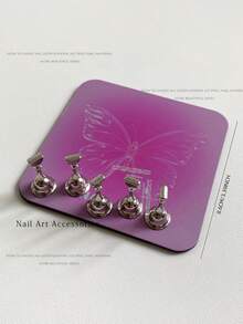 3D Stainless Steel Magnetic Rectangular Nail Art Practice Holder With Soft Pad, No Hole Limitation, Free Placement, Includes Magnetic Alloy Colored Pieces, Nail Art DIY Accessory, Photography Display Props - Multicolor - View 30