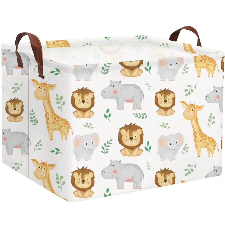 1PC Cute Animal Forest Basket Toy Storage Organizer Rectangular Container Box For Baby Boys Girls Kids Room Playroom Nursery Home Decor Books Supplies Holder - View 1