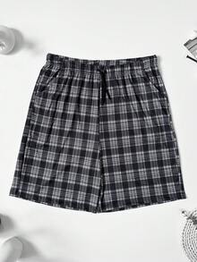 4pcs Men's Casual Plaid Pattern Lounge Pants With Dual Side Pockets, Elastic Comfortable Drawstring Shorts, Suitable For Home, Beach, Sports And Outdoor Wear - Multicolor - View 4