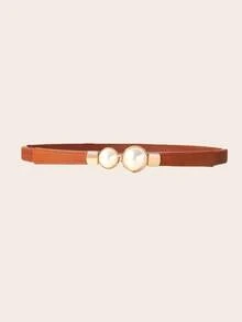 1/3PCS Pearl Buckle Women's Elastic Waist Belt, Versatile For Sweaters, Jackets, Dresses, Black, White, Camel - Black - View 7