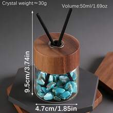 "Unscented" Empty Crystal Stone Reed Diffuser Glass Bottle With Black Walnut Wooden Cap, Unscented DIY Essential Oil Aromatherapy Diffuser Container, Natural Crystal Chips Decor Diffuser Vessel For Home Desk Bathroom Coffee Shop Decoration - Diffuser Bottle - View 16