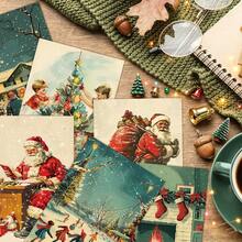 20pcs Vintage Christmas Theme Postcards, Festive Christmas Decorative Cards With Santa, Xmas Tree, Snowman, Winter Scenes & Fireplace Patterns, Perfect For Home Decor, Wall Collage, Holiday Greetings & Gifting - A - View 6