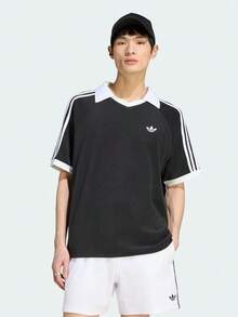 Adidas Originals 男士毛圈布 Polo 衫 針織領 短袖 TKW7397 - 黑色 - 查看 6