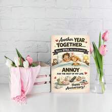 1Pc Fun Couple Anniversary Greeting Card, Suitable For Husband, Wife, And Partner - Humorous Bedtime Chaos Themed Card, With Envelope, Warm Bed And Dog Pattern, Suitable For Wedding Anniversary, Birthday, Valentine's Day, Give To Him And Her - View 7