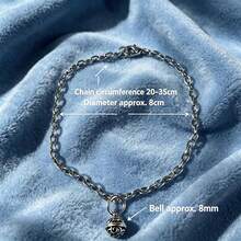 1pc Cute Hollow Bell Pet Collar, Adjustable Shiny Silver Oval Chain Collar, Vintage Cat Accessory, Fashionable Kitten Necklace, Suitable For Dog Cat Pet Portrait, Daily Walk, Wedding Decoration - Silver - View 3