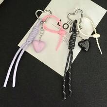 Multifunctional Keychain M Series Heart-Shaped Bag Charm, Ins Style Macrame Braided Rope Pendant, Women's Handbag Accessory - Multicolor - View 6