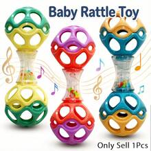 Baby Double-Head Barbell Teether Rattle, Easy-Grip Sensory Toy, Random Color, Early Development Toy, Birthday Back-To-School And Holiday Gift - Multicolor - View 2