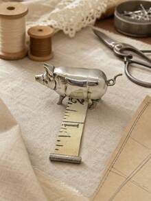 Vintage Style Mini Pig Tape Measure, Retro Metal Pig Soft Tape Measure, Suitable For Sewing And Crafts, Cute Pig Sewing Tape Measure Tool, Unique Gift For Quilters, Crafters And Collectors - Multicolor - View 5