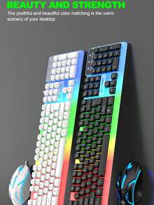 LIMEIDE Mechanical Feel Keyboard And Mouse Set, RGB LED Backlit, USB Wired - 104 Keys - Ideal For Gaming And Office Use Wired Business Office Keyboard Mouse Set - View 4
