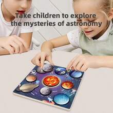 Wooden Children's Universe Eight Planets Solar System Planet Matching Puzzle Classification Cognitive Board Early Education Puzzle Toy Cognitive Solar System Eight Planets Puzzle Matching Board Desktop Game Interest Cultivation Ideal Gift - Multicolor - View 5