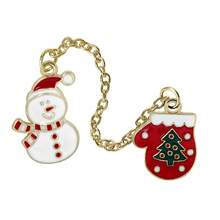 esmaltados de la serie navideña de dibujos animados, bonitos broches de muñde nieve de Papá Noel con cadena, insignia personalizada, regalos de joyería para de Navidad y Año Nuevo - Rojo - Ver 9