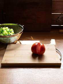 Haus Hana 1 pieza Tabla de cortar de bambú con mango para la cocina, picar, rebanar, trocear, amasar masa, ablandar carne - Mostaza Amarilla - Ver 4