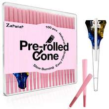 ZAPWRAP 100pcs Pink Raw Pulp Rolling Paper, 108mm Extra Large Slow Burning Pre-Rolled Cones, Suitable For Daily And Party Use - View 9