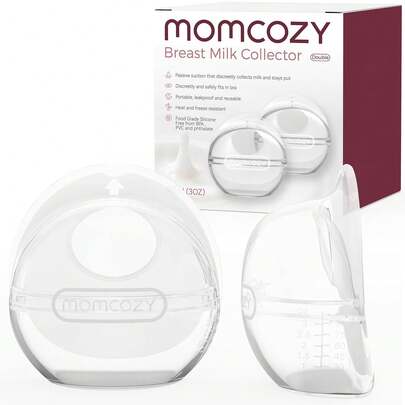 Momcozy Milk Collector, Large Capacity For High Milk Flow, Breastfeeding Milk Collector, Reusable Soft Silicone Breast Shells, (3oz/90ml, 2 Pcs.)