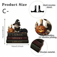 1pc Vintage Halloween Wooden Decor, Cute Ghost Chair Shaped Reading Ornament, Gothic Style Pumpkin & Bat Decoration, Suitable For Living Room, Kitchen Countertop And Party Decor - Multicolor - View 12