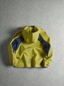 Tween Boy School Daily Colorblock Raglan Long Sleeve Hooded Jacket Casual - Yellow - View 3