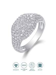 1 Piece Charming Women's 925 Sterling Silver Moissanite Ring, Ideal For Weddings, Proposals, Anniversary Parties And Valentine's Day Gifts - Silver - View 1