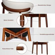 Modern Dining Chair Set Made Of Solid Wood (2 Pieces) / Dining Chair With PU Leather Upholstery / Oak Table Legs / With Non-Slip Washers / Load Capacity: 130 Kg / Suitable For Kitchen, Office And Living Room - Walnut Wood Color - View 5