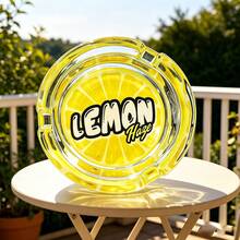 LEMON Creative Pattern Glass Ashtray, 3.34 Inch Round Ashtray, Hotel Decor Home Decoration Ashtray, Small Gift For Friends - Lemon - View 1