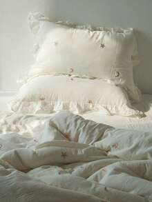 White Fabric With Pink Embroidery