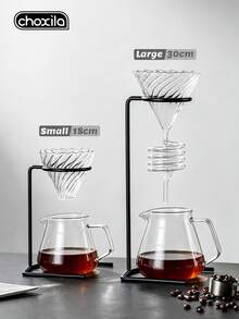 choxila 1pc Vintage Handle Coffee Pour-Over Pot With Metal Stand And Glass Drip Filter, Universal - Filter Cup Holder - View 5