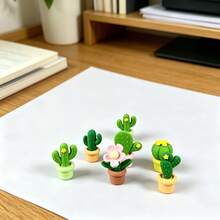 4pcs Random 3D Potted Plant Miniature Models, Made Of High-Purity Building Blocks, High-Quality Realistic Succulent Plant Decorations, Surface Maintenance Building Blocks, Suitable For Office Diaries And Planning Supplies - Multicolor - View 6