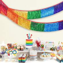 1pc/2pcs/3pcs/4pcs/5pcs/6pcs Rainbow Fringe Garland Banner Metallic Foil Tinsel Hanging Decoration Colorful Party Streamer For Birthday Party Pride Decorations Carnival Wedding Babyshower Photo Backdrop Indoor Outdoor Decor - View 4