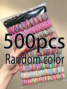50/200/500 pezzi - Nuovi elastici per capelli sottili in colori misti casuali, fasce di gomma per acconciature e trecce per ragazze, accessori per capelli alla moda e versatili - Multicolore - Visualizzare 9