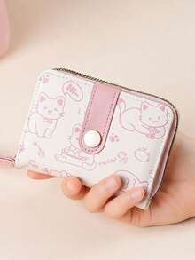 New Minimalist Girl's Wallet, Cute Cat Pattern Coin Purse/Multi-Function Card Holder, Multi-Slot Design, Can Be Used As Coin Purse, Mini Wallet. - Multicolor - View 9