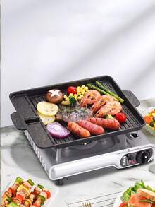 Korean-Style Non-Stick Grill Pan Rectangular Hot Plate Barbecue Pot Portable Oil Spill Baking Tray For Indoor Outdoor BBQ - Rectangle - View 2