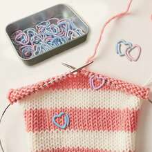 20/30/50/70/100pcs Heart-Shaped Open Crochet Markers - Metal Open Crochet Lock Rings, Multicolor Metal Heart-Shaped Knitting Stitch Markers, DIY Craft Accessories, Crochet Knitting Tools, Sewing Accessories - Cute And Practical Gift For Knitting Enthusiasts - Powder Blue - View 7