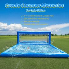 33 Ft(L) Inflatable Water Volleyball Pool, Commercial 0.6mm PVC, With 800W Pump (Inflate/Deflate), Easy Setup Backyard Swimming Pool For Summer, Outdoor Activities Or Parties, 33 X 16.5 X 7 Ft - Blue - View 1