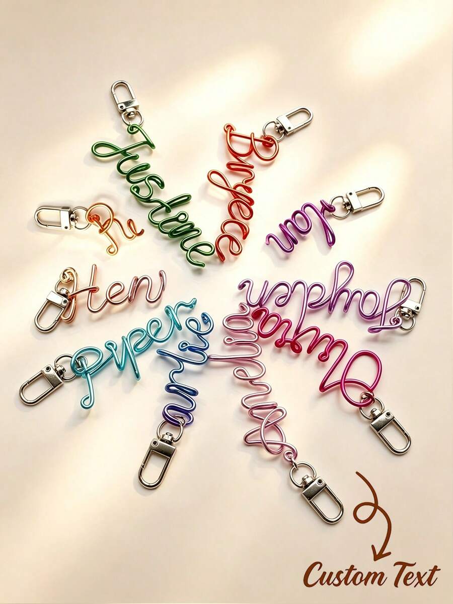 1pc Metal Wire Customized Letter Keychain, Personalized Name/Letter Keyring/Bag Charm, Creative Gift/Graduation Gift/Mother's Day Gift/Christmas Gift