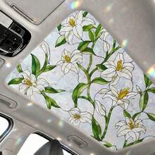3D White Lily Window Film, Painted Glass Privacy Sticker, Electrostatic Adsorption Removable Window Decal With Light Reflective Prism Effect, Suitable For Home Bathroom Bedroom Living Room Decoration - White Lily Window Sticker - View 5