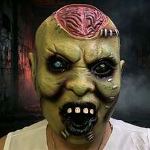 1件裝血染殭屍恐怖爆腦鬼臉面具，充滿恐怖氛圍的殭屍面具，多處縫線面部仿真設計，男女皆適用，適合恐怖主題派對與沉浸式場合 - 多色 - 查看 6