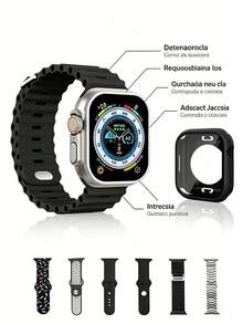 ONEEKA Set de 7 relojes inteligentes: esfera cuadrada, caja de acero inoxidable con correa de piel sintética, disponible en negro, azul y naranja. Perfecto como regalo de cumpleaños, Eid, Navidad o San Valentín para amigos y familiares | Deportes al aire libre | Vuelta al cole - Azul - Ver 2