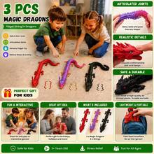 5pcs And 3pcs Set Of Different Sizes Chinese Dragon Figurines Toys, Giant 23.62 Inch/17.7 Inch/11.8 Inch Articulated Chinese Dragon Statue - Children's Gift Set, 3D Printed Material, Multiple Gradient Random Colors, Vibrant Home And Office Decor, Perfect For Christmas, Children's Day, Halloween, Thanksgiving, Valentine's Day And Easter Gifts - 3-piece Toy Set (60cm + 45cm + 30cm) - View 6