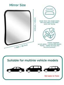 1 pieza Espejo retrovisor para bebé en coche, material acrílico, a prueba de roturas y resistente a grietas, adecuado para asiento de bebé orientado hacia atrás, vista amplia y clara - Multicolor - Ver 2