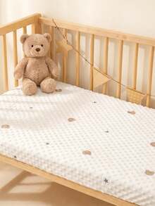 1pc Soft & Comfortable Bear Plush Crib Fitted Sheet, Suitable For All Seasons - Multicolor - View 3