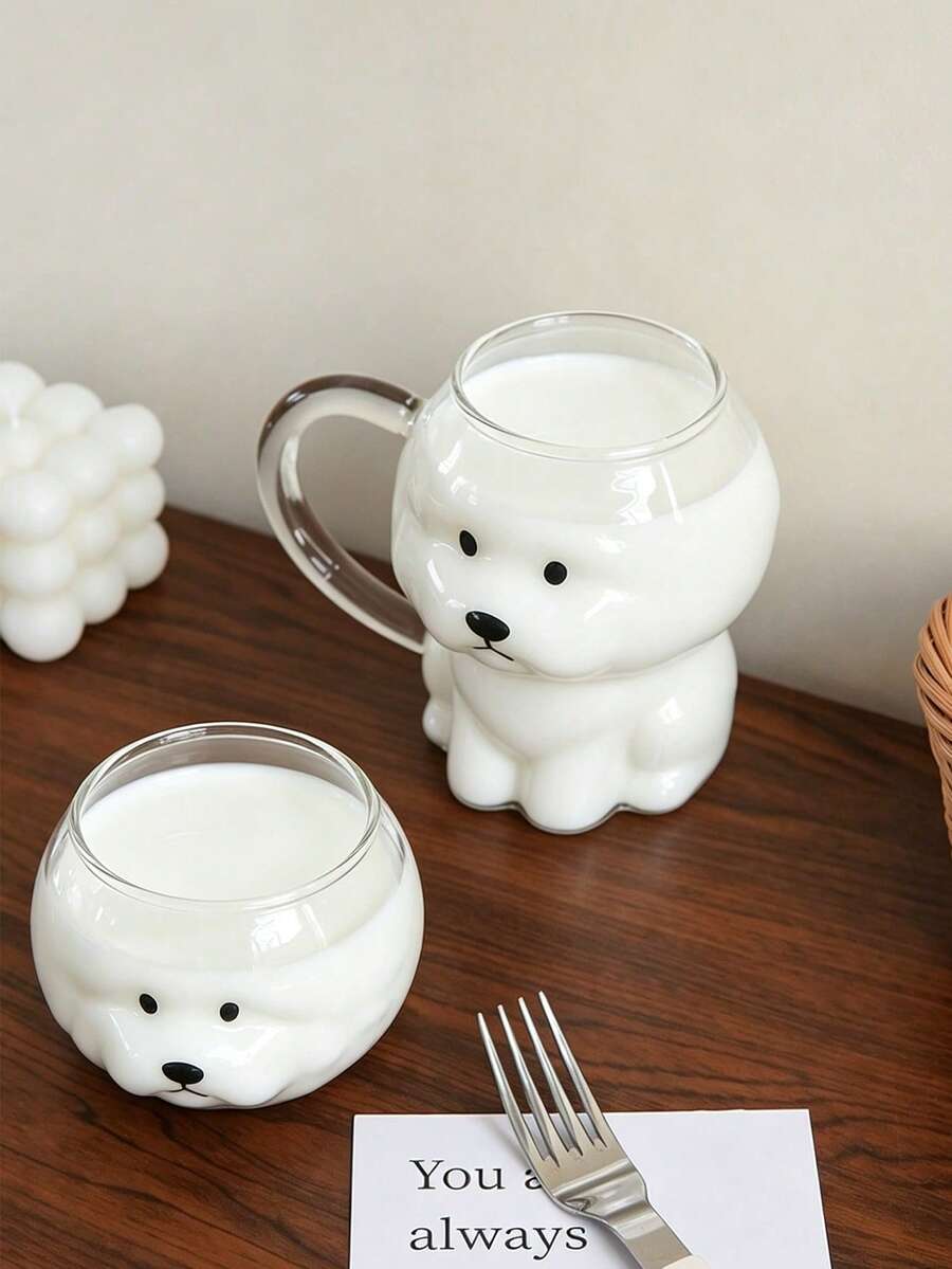 1 Stück süße Welpen-Glastasse (mit Griff) – Bichon Frise Kaffeetasse, geeignet für Heimdekoration und Geschirr, kann als Trinkbecher für Sommerfeste und Partys verwendet werden, anwendbar für Wohnzimmer, Schlafzimmer oder Büro, kann auch als Geschenk oder Feiertagsdekoration verwendet werden