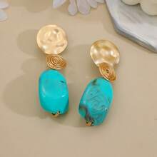 Vintage Spiral Metal Wrapped Texture Disc Drop Earrings, Western Style - Multicolor - View 10