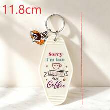 1件/2件 中性咖啡品牌圓形鑰匙圈，現代極簡商務禮品，咖啡愛好者包包掛飾 - 彩色 - 查看 2