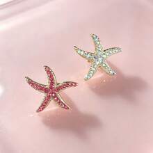 Rhinestone Starfish Brooch, Colorful Sparkling Crystal Ocean Animal Pin, Gold Women's Suit Dress Bag Accessory - Starfish - View 2