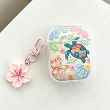 1pc Floral Painted Transparent Bracelet Style Fashion Bluetooth Earphone Case, Compatible With S4 Phone, Protective Shell, Apple Wireless Bluetooth Earphones, Glossy Finish, Pro2 Full Coverage Earphone Case, 3/2/1 Generation Anti-Drop Soft Shell Protective Cover - Multicolor - View 6